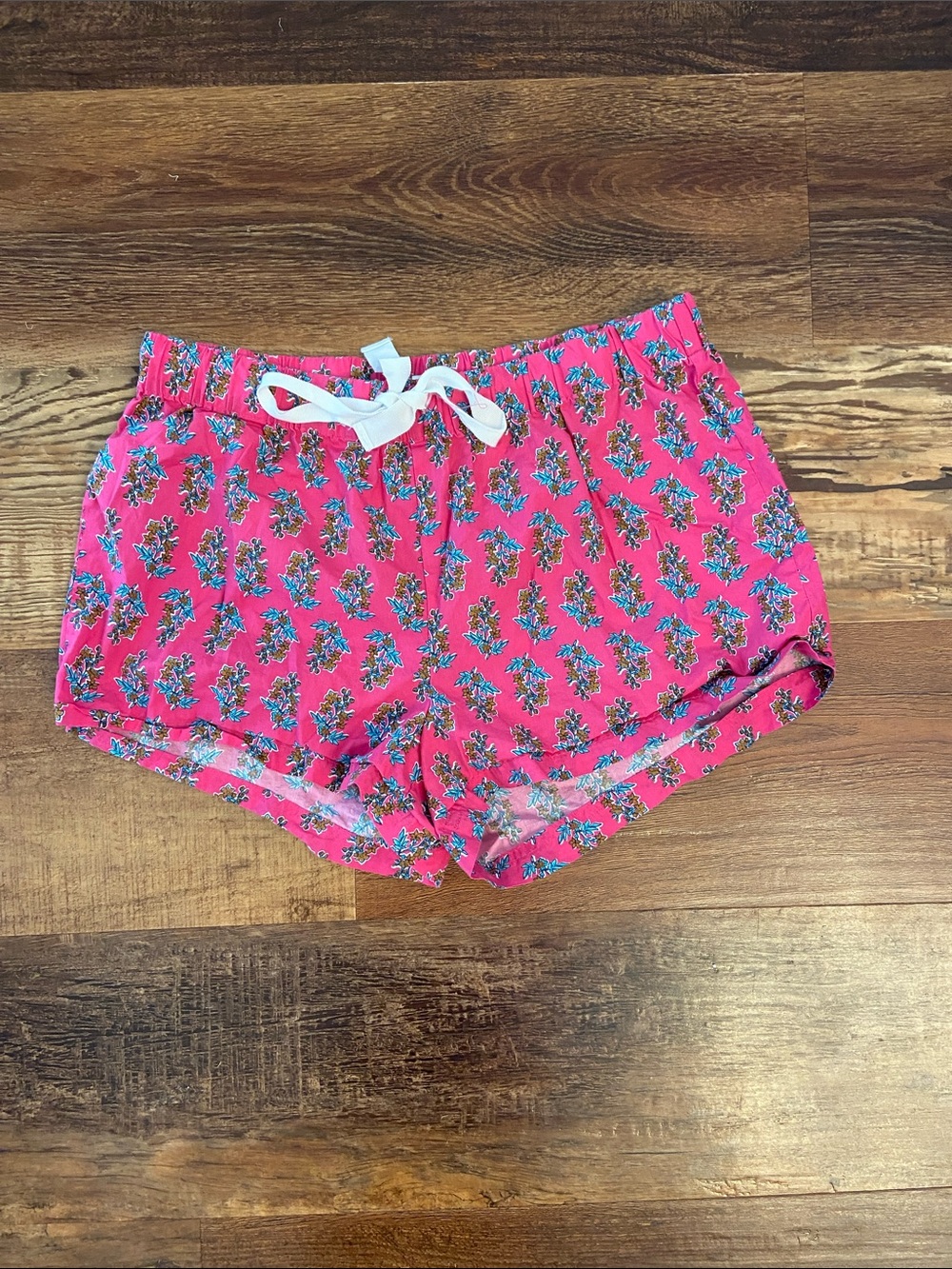 J. Crew Bright Pink Floral Drawstring Shorts